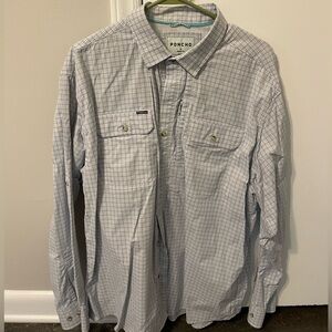 Poncho Men’s XL Lightweight Long Sleeve Shirt - Gray Plaid, Regular Fit